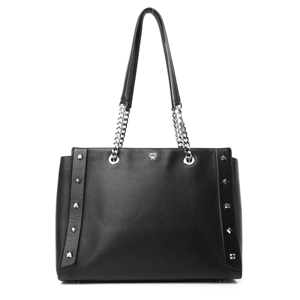 MCM Calfskin Leather Catherine Studs Tote Bag